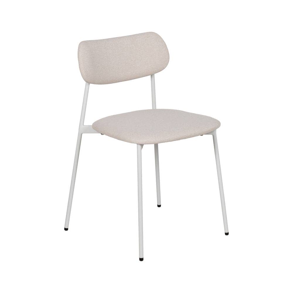 Pack de 6 Sillas Minimalistas Crema con Tejido de Poliester y Patas de Hierro - Diseño Moderno y Apilable para Comedores y Salones Kalden 76 cm - Imagen 2