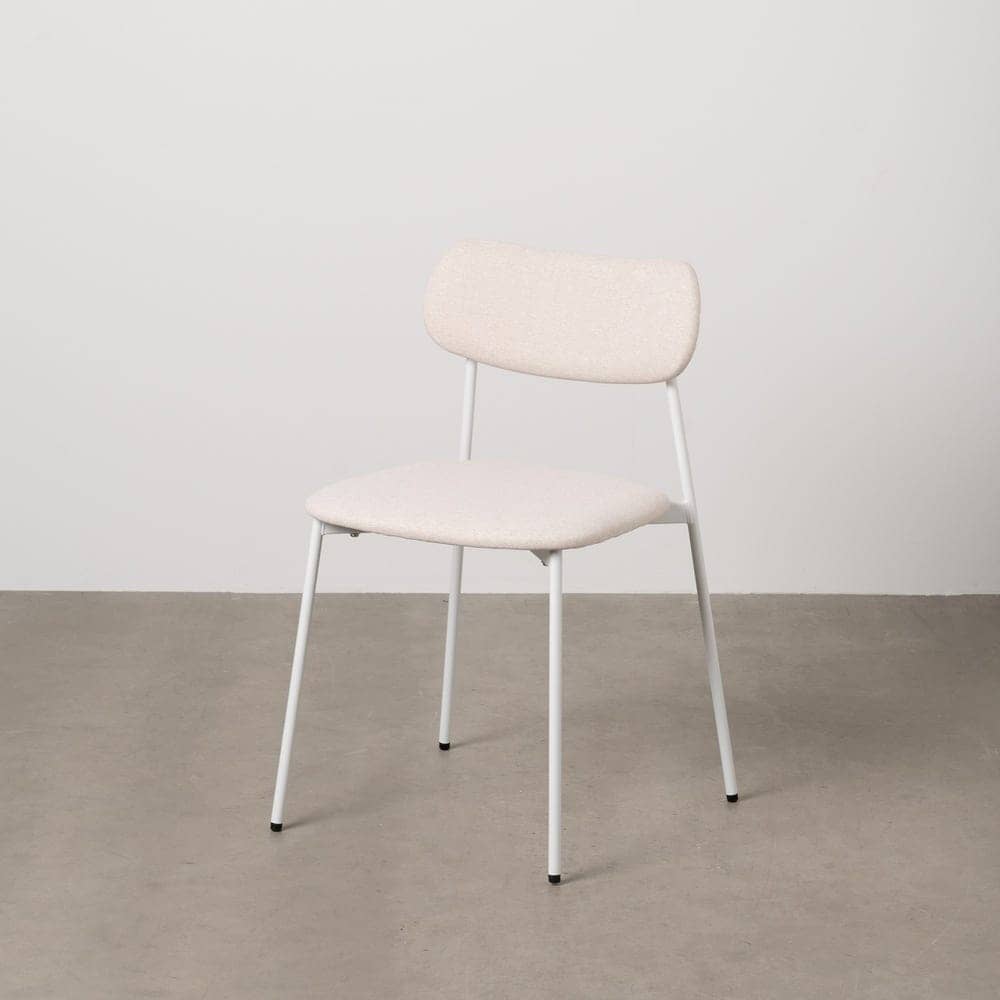 Pack de 6 Sillas Minimalistas Crema con Tejido de Poliester y Patas de Hierro - Diseño Moderno y Apilable para Comedores y Salones Kalden 76 cm - Imagen 12