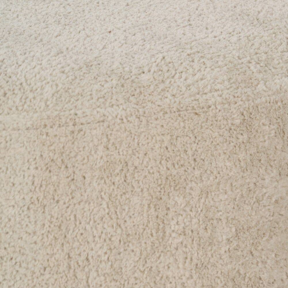 Puf Beige Grande de Tejido 100% Poliéster para Salón - Estructura de Madera y Espuma Densa, Soporta hasta 100 kg - Medidas 60x60x33 cm - Imagen 3