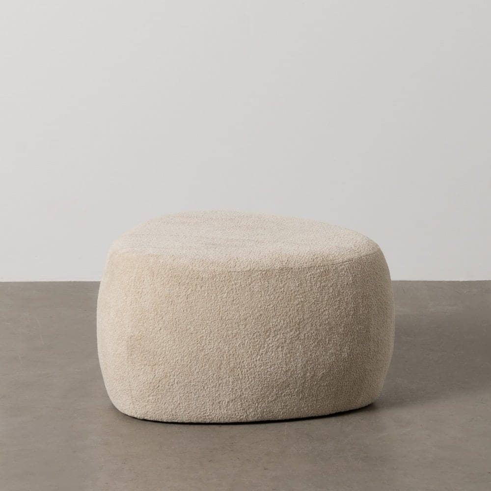 Puf Beige Grande de Tejido 100% Poliéster para Salón - Estructura de Madera y Espuma Densa, Soporta hasta 100 kg - Medidas 60x60x33 cm - Imagen 6