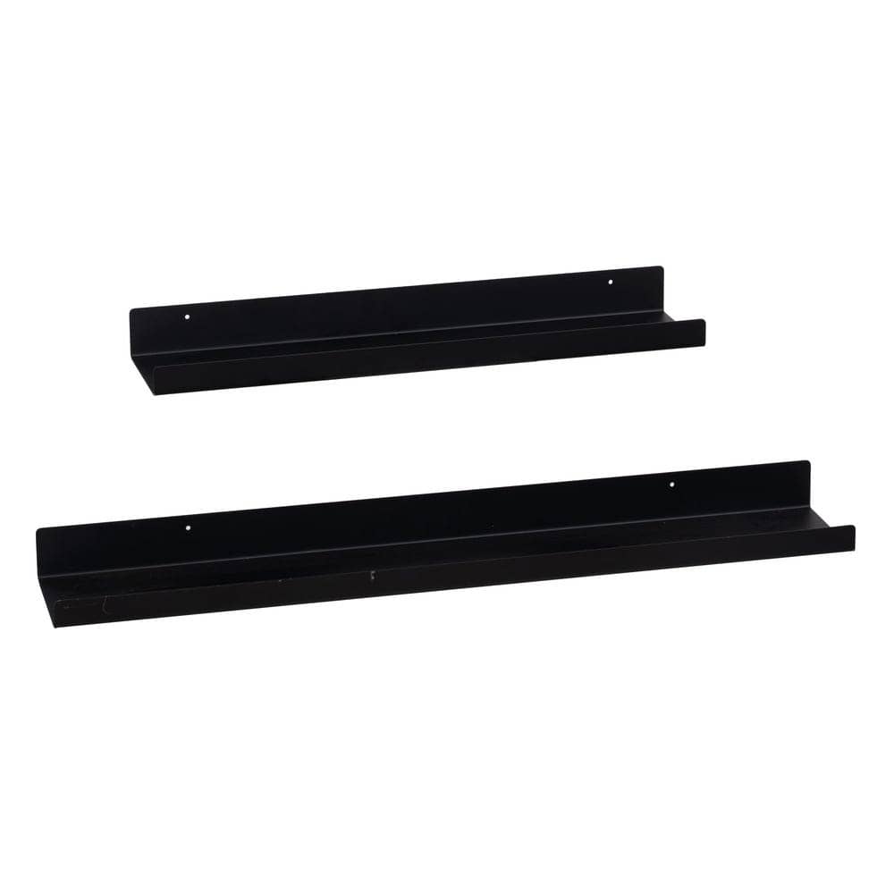 Set de 2 Estanterías de Metal Negro Decorativas - Medidas 51x11x5 cm, Ideal para Almacenaje y Decoración