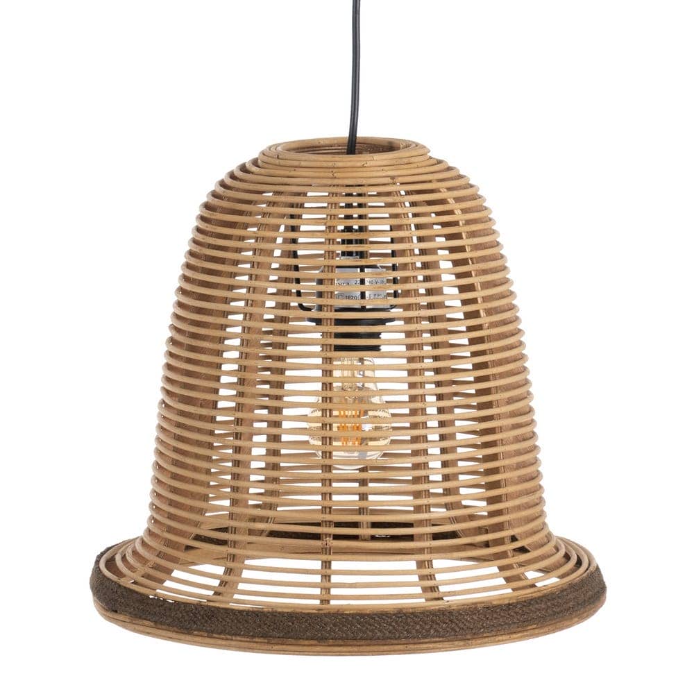 Set de 2 Lámparas de Techo de Bambú Natural - Diseño Moderno, 33 cm, Casquillo E27, Cable Negro de 140 cm - Imagen 2