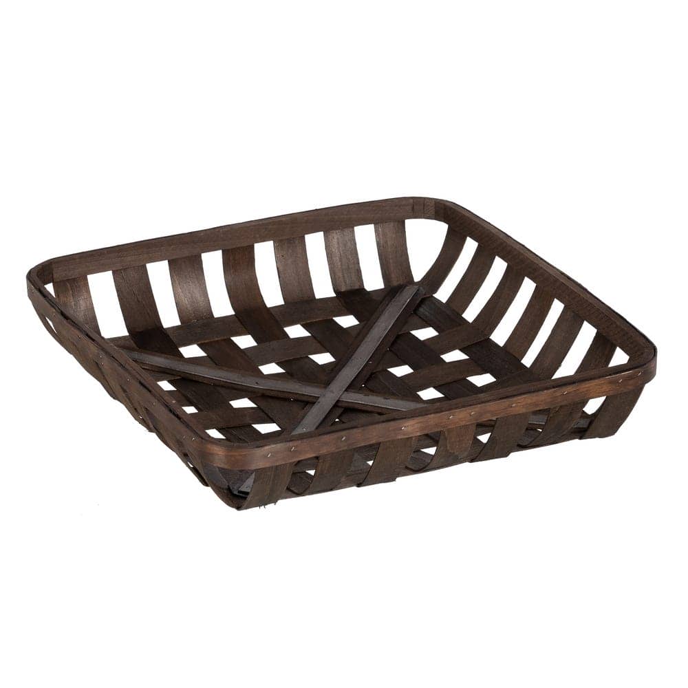 Set de 3 Cestas de Madera Marrón - Medidas L: 52x52x11.5cm, M: 45x45x10cm, S: 39x39x8cm - Decoración y Almacenaje Elegante - Imagen 3