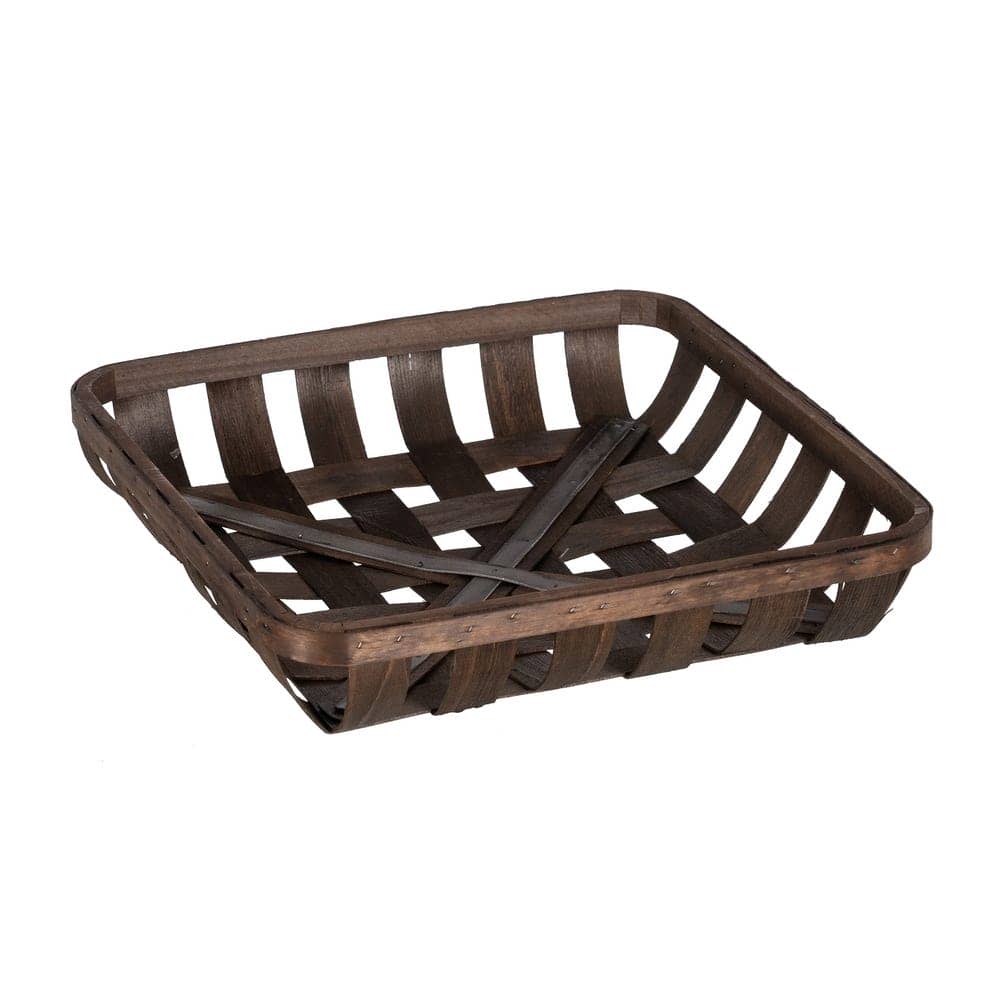 Set de 3 Cestas de Madera Marrón - Medidas L: 52x52x11.5cm, M: 45x45x10cm, S: 39x39x8cm - Decoración y Almacenaje Elegante - Imagen 4