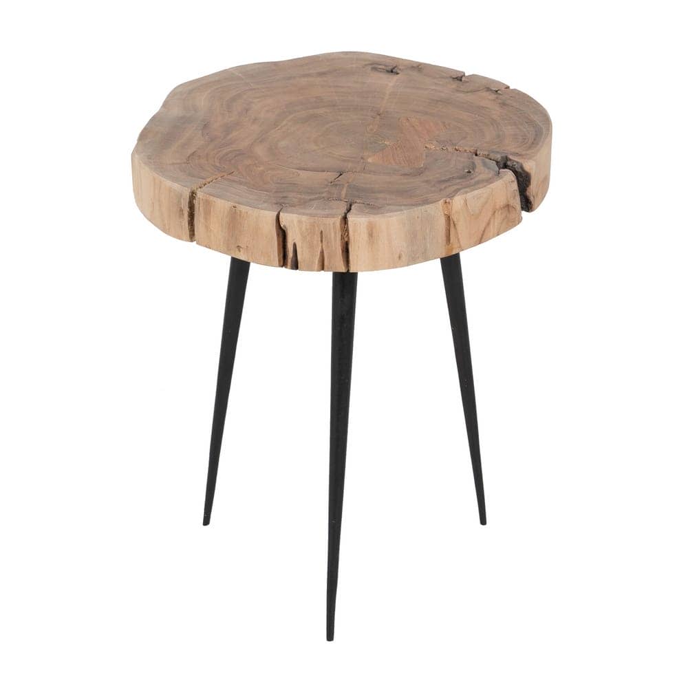 Set de 3 Mesitas de Madera de Acacia y Hierro - Diseño Natural y Contemporáneo (62,3 cm) para Salones y Dormitorios - Imagen 10