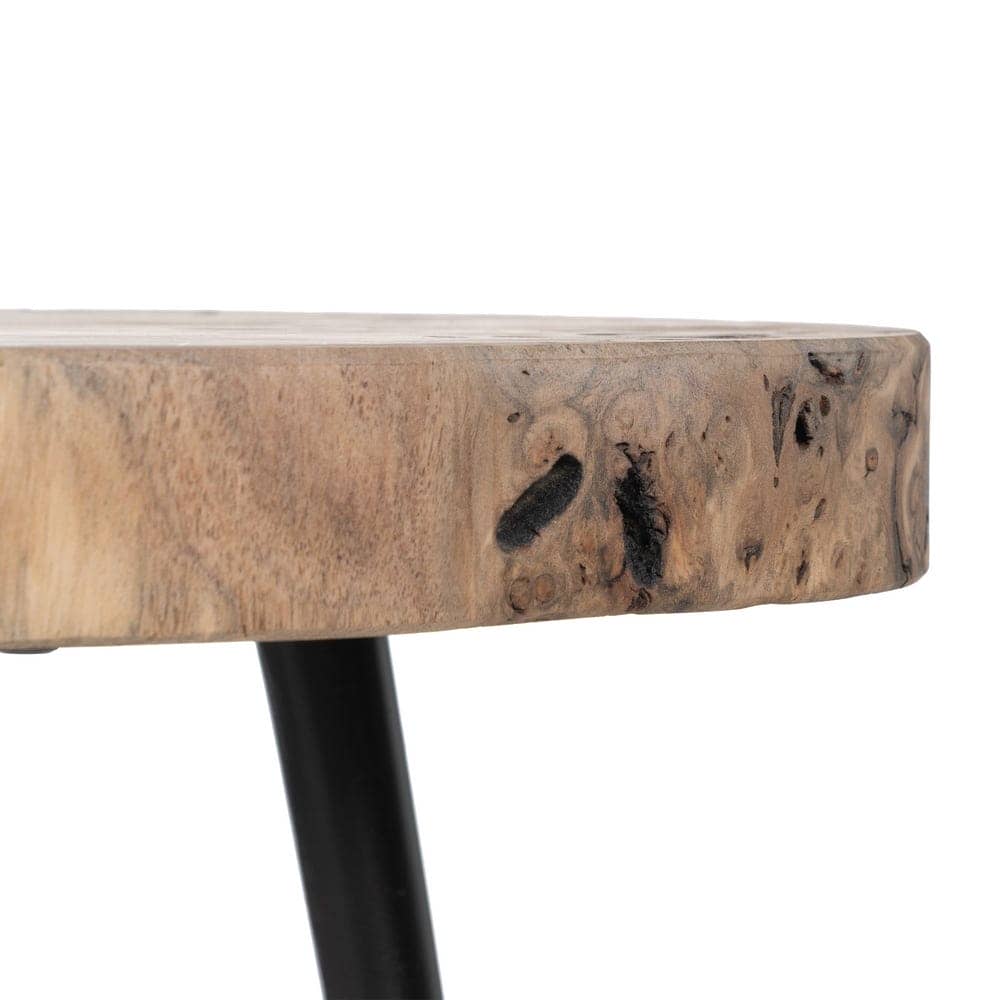 Set de 3 Mesitas de Madera de Acacia y Hierro - Diseño Natural y Contemporáneo (62,3 cm) para Salones y Dormitorios - Imagen 4