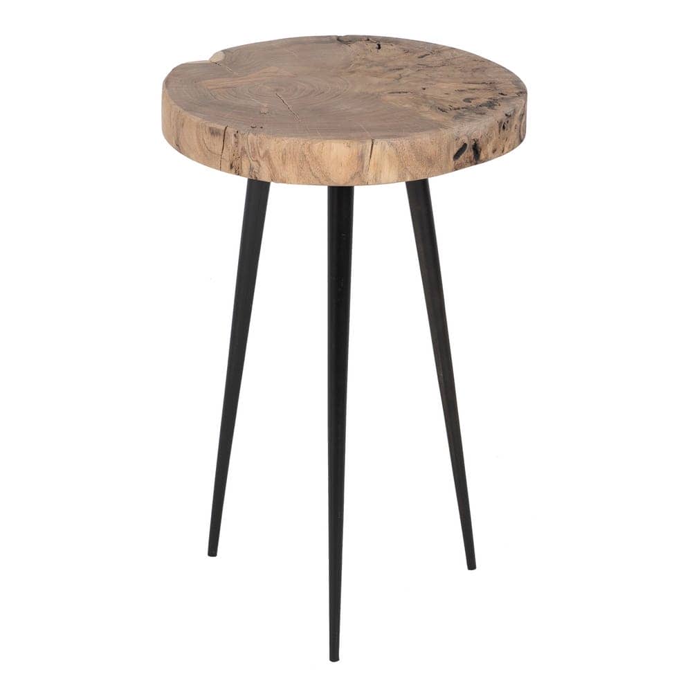 Set de 3 Mesitas de Madera de Acacia y Hierro - Diseño Natural y Contemporáneo (62,3 cm) para Salones y Dormitorios - Imagen 6