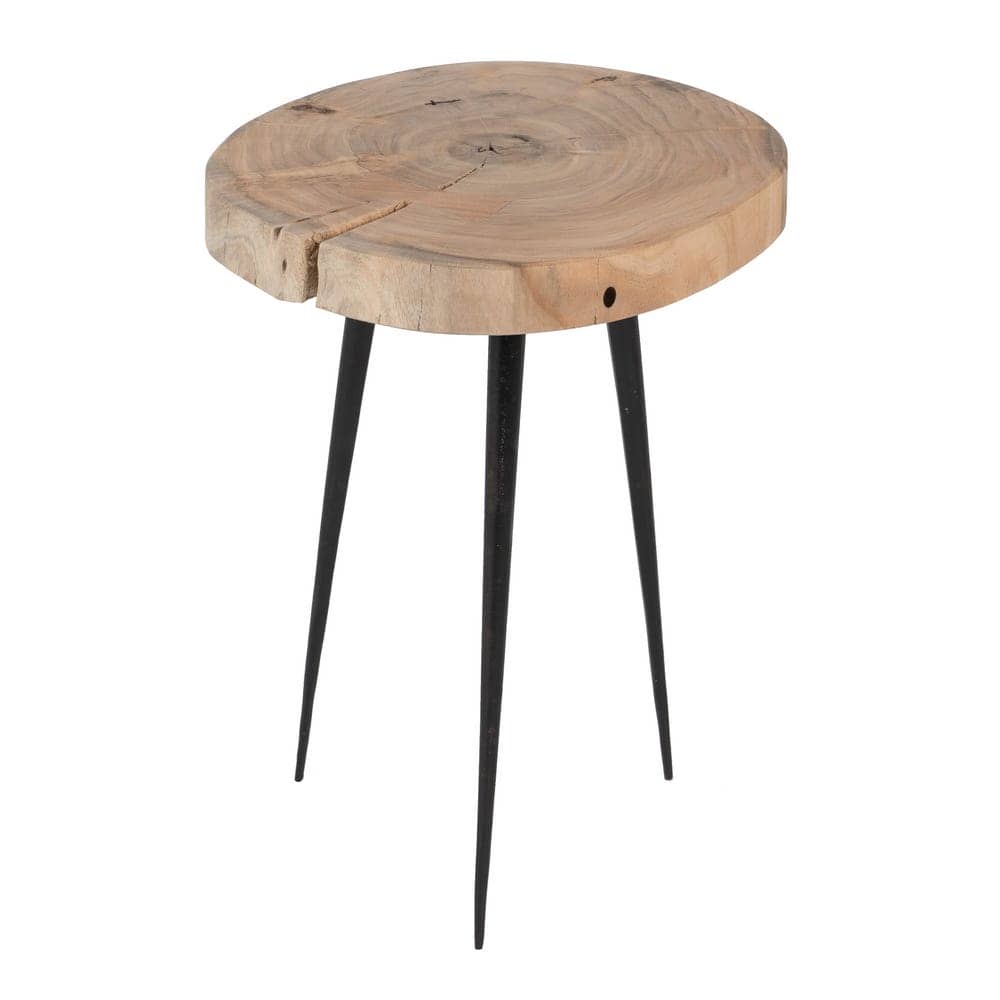 Set de 3 Mesitas de Madera de Acacia y Hierro - Diseño Natural y Contemporáneo (62,3 cm) para Salones y Dormitorios - Imagen 8