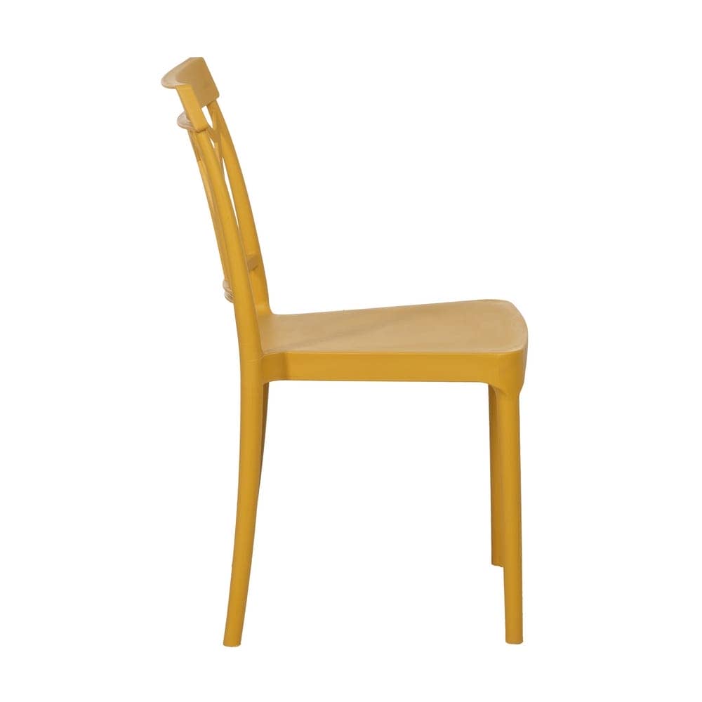 Silla Amarilla Apilable Dorven de Polipropileno - Diseño Ergonómico y Resistente para Interiores y Exteriores - Imagen 2