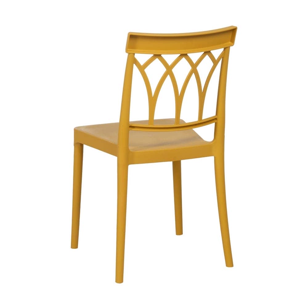 Silla Amarilla Apilable Dorven de Polipropileno - Diseño Ergonómico y Resistente para Interiores y Exteriores - Imagen 3