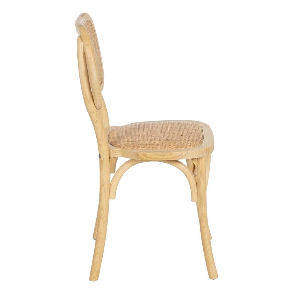Silla Apilable de Olmo con Asiento de Ratán Trenzado - Modelo Emerson 88 cm | Elegancia y Comodidad para tu Comedor - Imagen 2