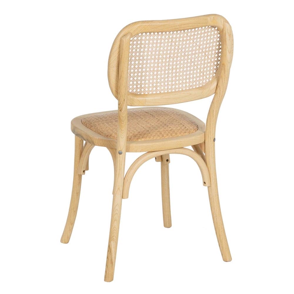 Silla Apilable de Olmo con Asiento de Ratán Trenzado - Modelo Emerson 88 cm | Elegancia y Comodidad para tu Comedor - Imagen 3