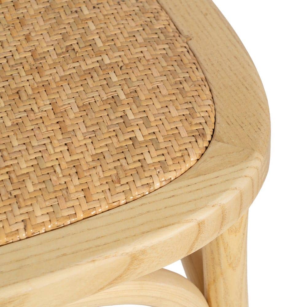 Silla Apilable de Olmo con Asiento de Ratán Trenzado - Modelo Emerson 88 cm | Elegancia y Comodidad para tu Comedor - Imagen 8