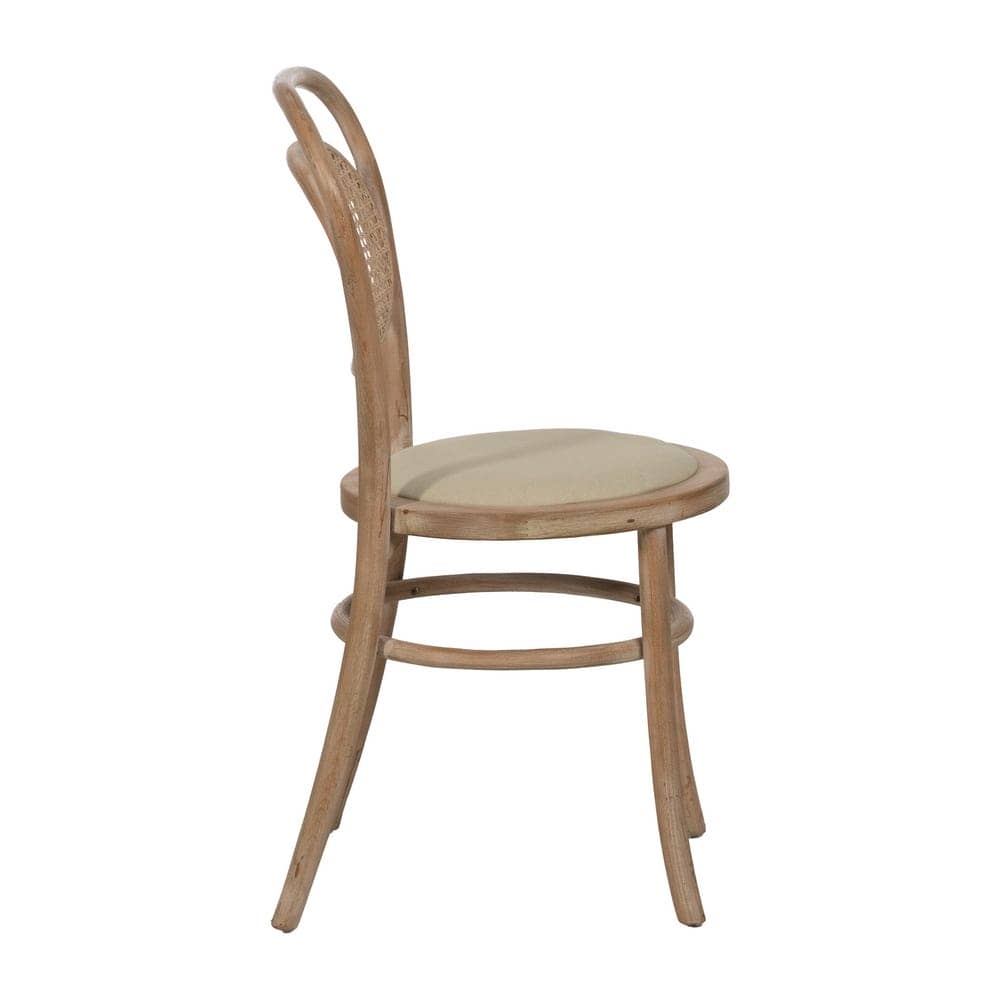 Silla Krylor Beige de Madera y Tejido - Elegante y Cómoda, Asiento Compacto de 89 cm, Ideal para Comedor y Oficina - Imagen 2