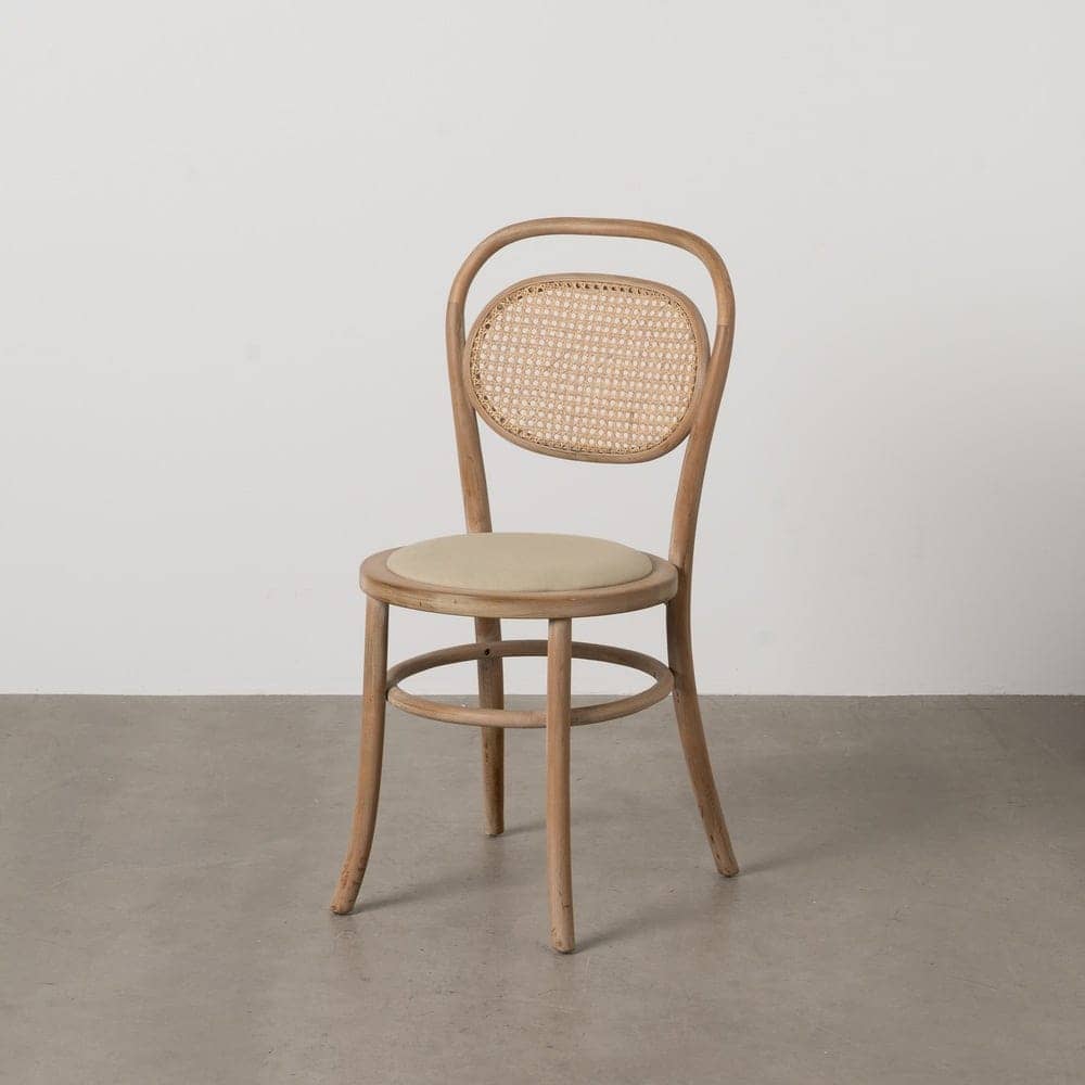 Silla Krylor Beige de Madera y Tejido - Elegante y Cómoda, Asiento Compacto de 89 cm, Ideal para Comedor y Oficina - Imagen 13
