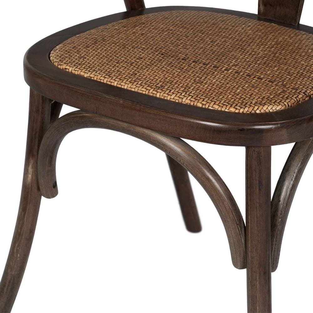 Silla Camden de Madera de Haya y Asiento de Ratán en Color Chocolate - 81 cm de Elegancia y Confort para tu Hogar - Imagen 9