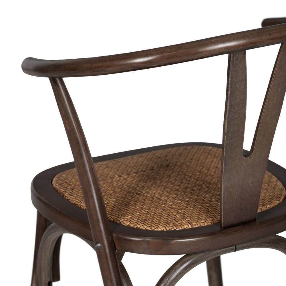 Silla Camden de Madera de Haya y Asiento de Ratán en Color Chocolate - 81 cm de Elegancia y Confort para tu Hogar - Imagen 10