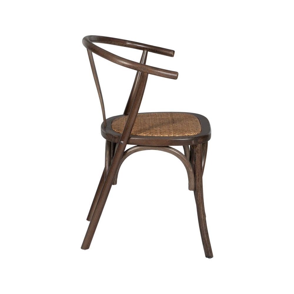 Silla Camden de Madera de Haya y Asiento de Ratán en Color Chocolate - 81 cm de Elegancia y Confort para tu Hogar - Imagen 2
