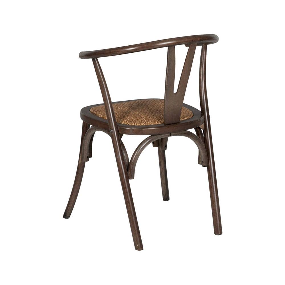 Silla Camden de Madera de Haya y Asiento de Ratán en Color Chocolate - 81 cm de Elegancia y Confort para tu Hogar - Imagen 3