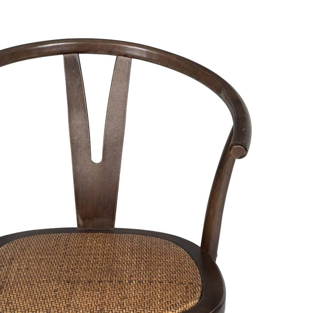Silla Camden de Madera de Haya y Asiento de Ratán en Color Chocolate - 81 cm de Elegancia y Confort para tu Hogar - Imagen 4