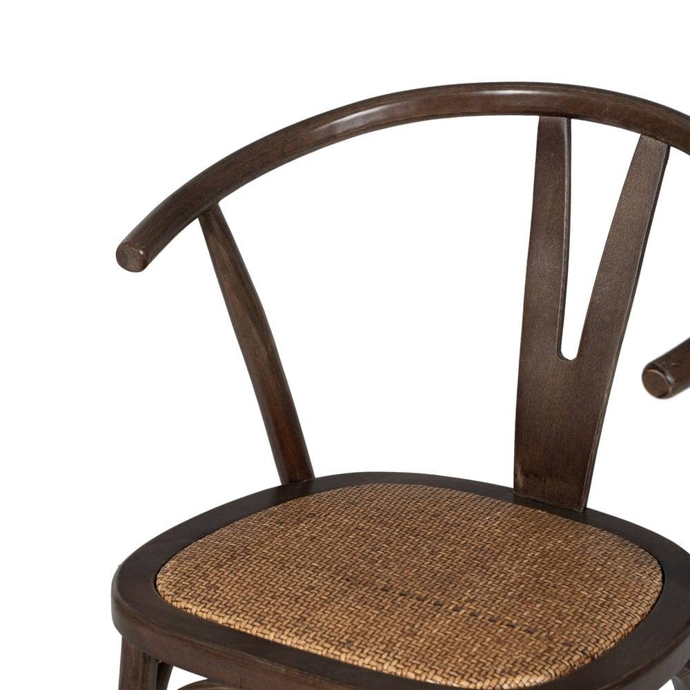 Silla Camden de Madera de Haya y Asiento de Ratán en Color Chocolate - 81 cm de Elegancia y Confort para tu Hogar - Imagen 5