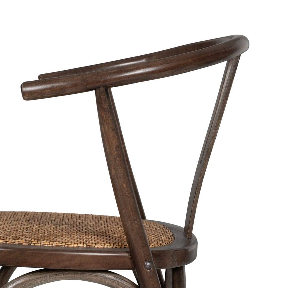 Silla Camden de Madera de Haya y Asiento de Ratán en Color Chocolate - 81 cm de Elegancia y Confort para tu Hogar - Imagen 6