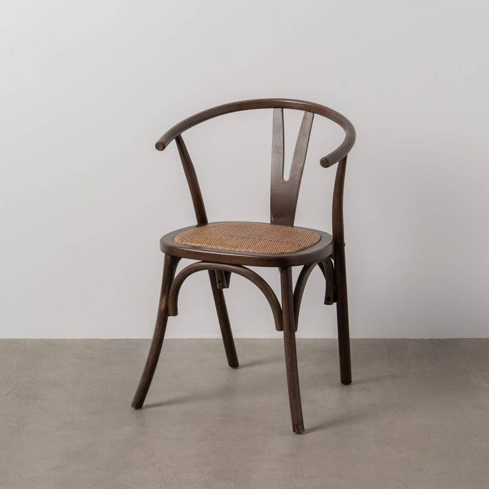 Silla Camden de Madera de Haya y Asiento de Ratán en Color Chocolate - 81 cm de Elegancia y Confort para tu Hogar - Imagen 15