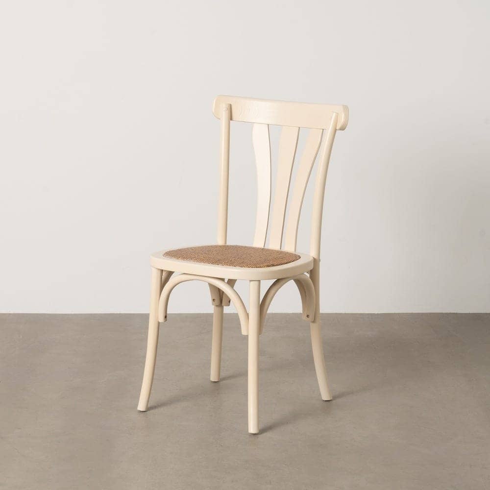 Silla Pryton de Madera de Olmo y Asiento de Ratán en Crema - Elegancia y Confort 88,5 cm para Espacios Modernos - Imagen 2