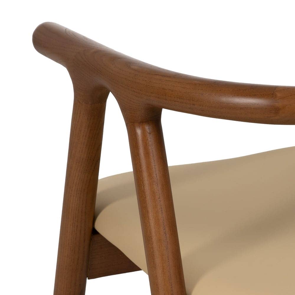 Silla Granth de Madera de Olmo en Crema y Marrón - Asiento Cómodo y Ergonómico de Simil Piel, 71 cm, Ideal para Hogar y Oficina - Imagen 9