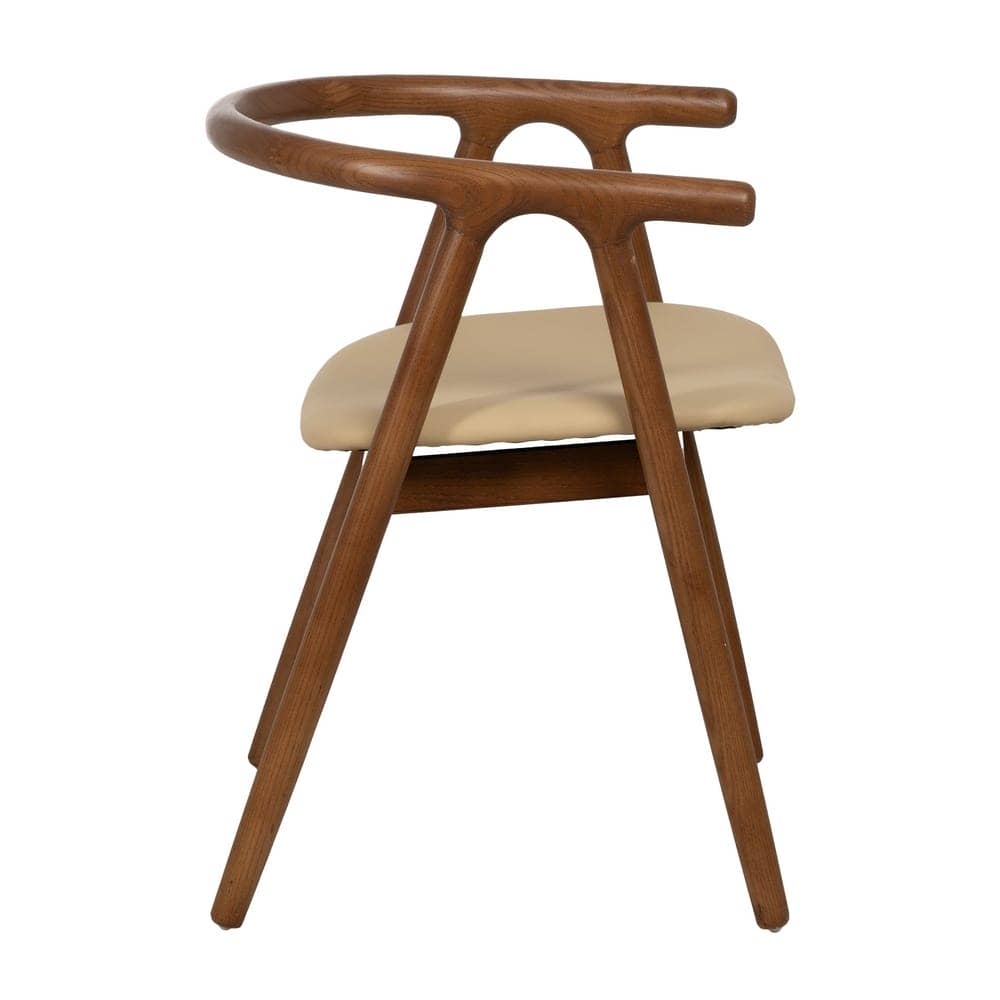 Silla Granth de Madera de Olmo en Crema y Marrón - Asiento Cómodo y Ergonómico de Simil Piel, 71 cm, Ideal para Hogar y Oficina - Imagen 2