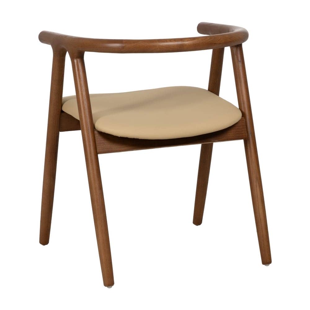 Silla Granth de Madera de Olmo en Crema y Marrón - Asiento Cómodo y Ergonómico de Simil Piel, 71 cm, Ideal para Hogar y Oficina - Imagen 3
