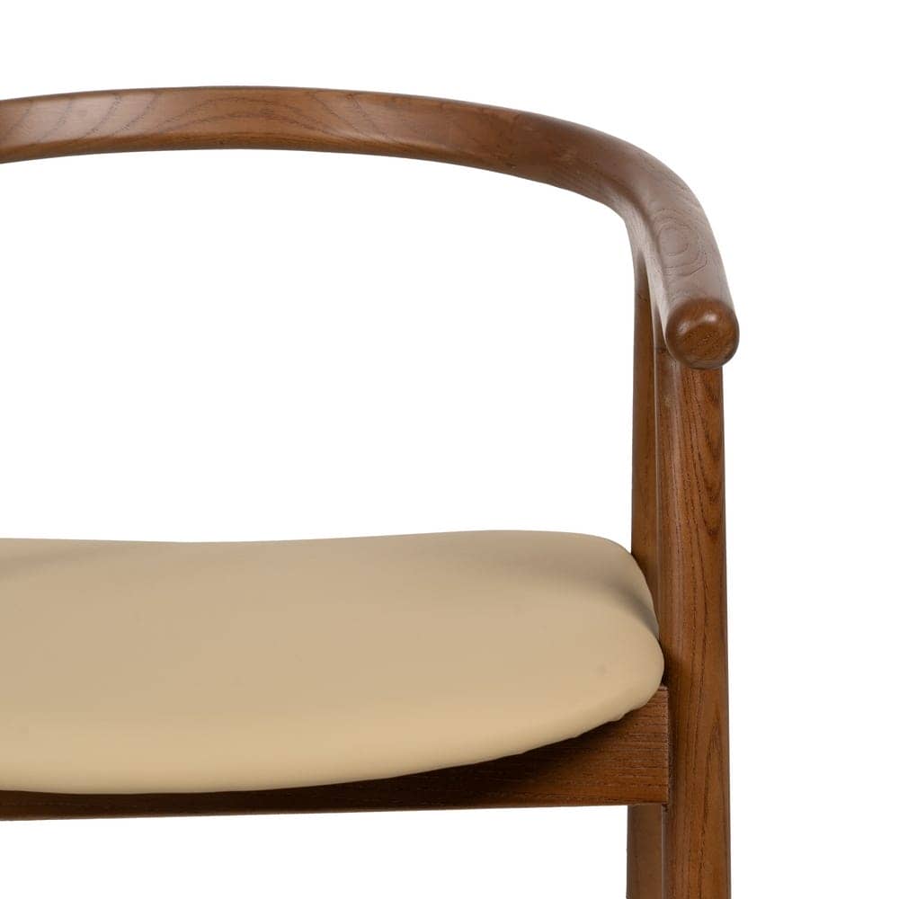 Silla Granth de Madera de Olmo en Crema y Marrón - Asiento Cómodo y Ergonómico de Simil Piel, 71 cm, Ideal para Hogar y Oficina - Imagen 4