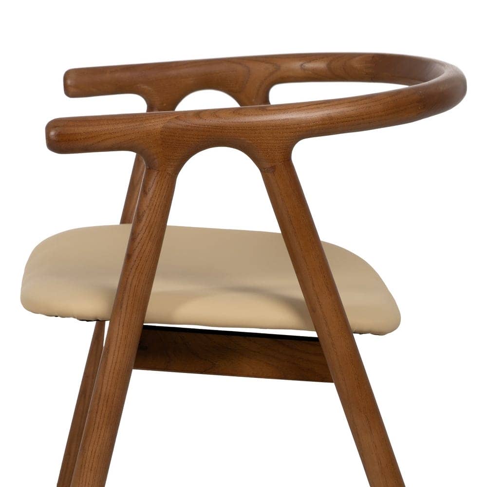 Silla Granth de Madera de Olmo en Crema y Marrón - Asiento Cómodo y Ergonómico de Simil Piel, 71 cm, Ideal para Hogar y Oficina - Imagen 5