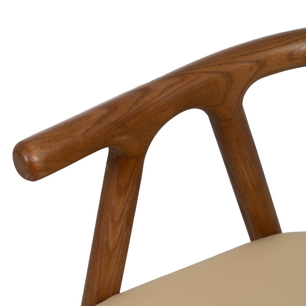 Silla Granth de Madera de Olmo en Crema y Marrón - Asiento Cómodo y Ergonómico de Simil Piel, 71 cm, Ideal para Hogar y Oficina - Imagen 6