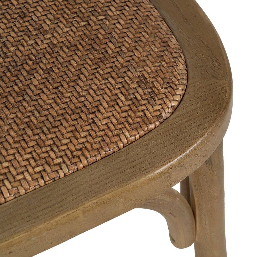 Silla de Madera de Olmo Nolric con Asiento de Ratán - Elegante y Cómoda, 88,5 cm de Altura, Ideal para Comedores y Salas de Estar - Imagen 9