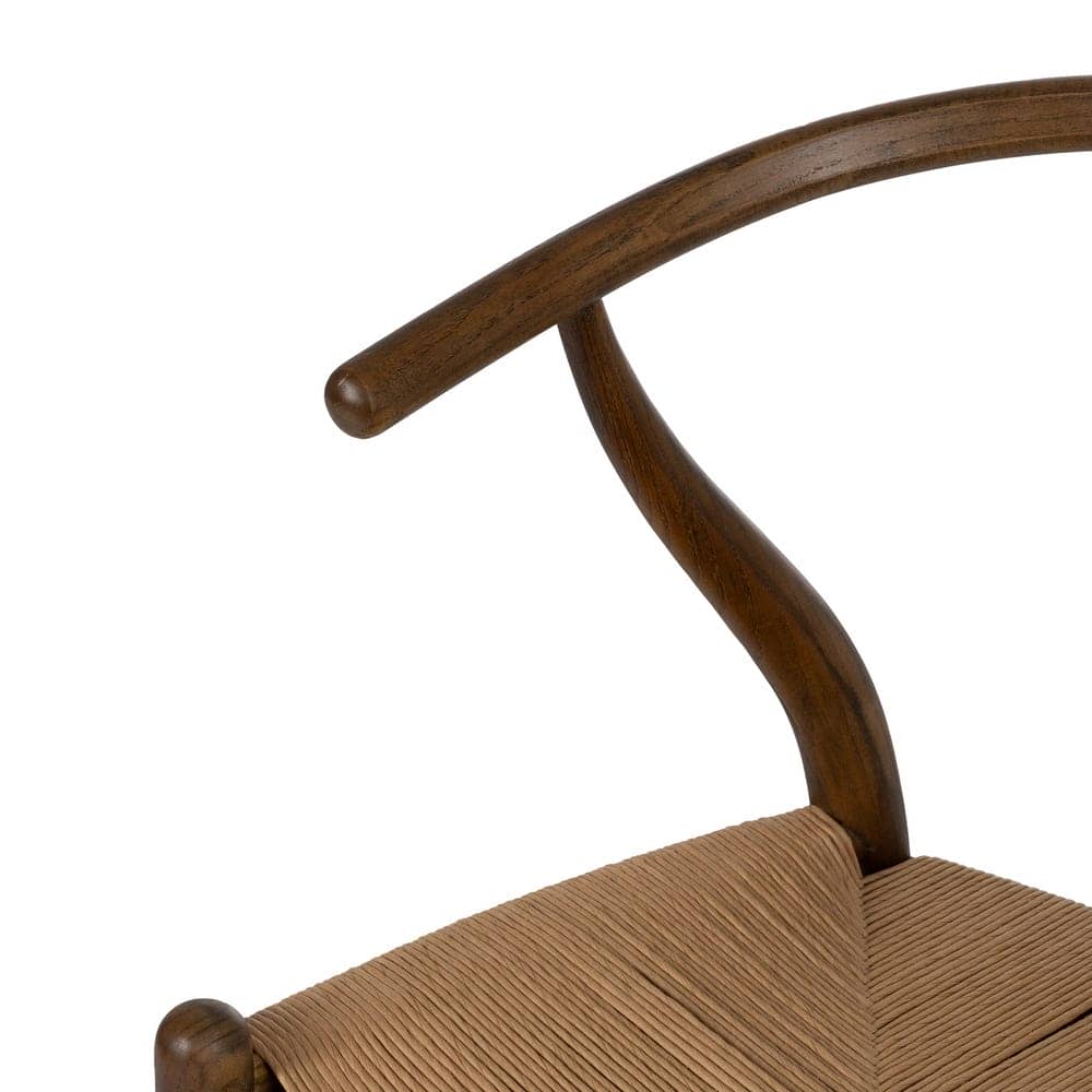 Silla de Madera de Olmo Marrón Cole con Asiento de Ratán Trenzado - Elegancia Rústica para tu Hogar (78 cm) - Imagen 5