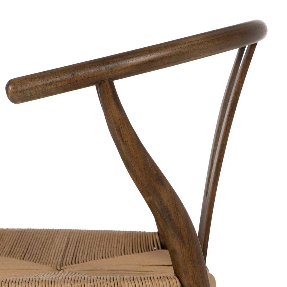 Silla de Madera de Olmo Marrón Cole con Asiento de Ratán Trenzado - Elegancia Rústica para tu Hogar (78 cm) - Imagen 6
