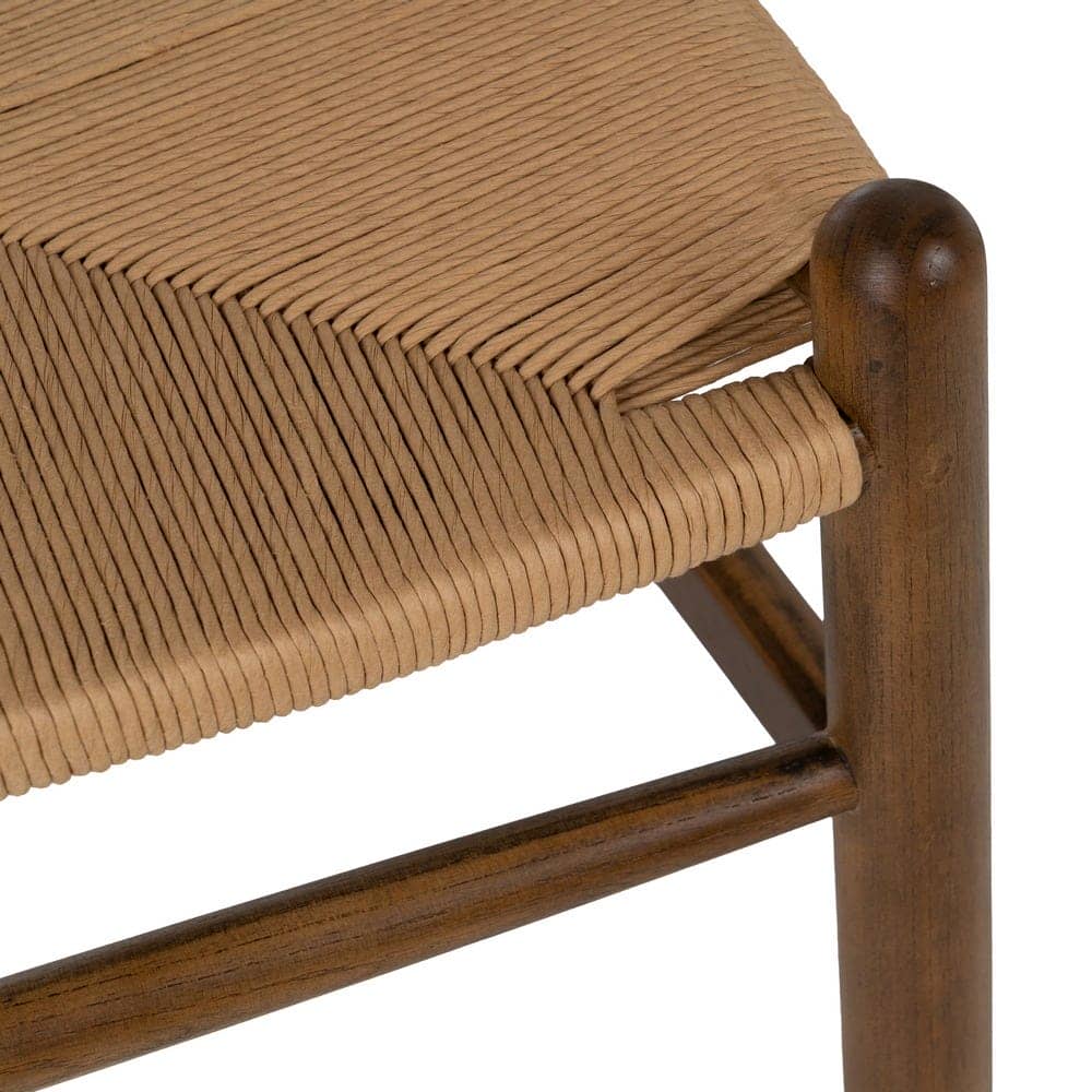 Silla de Madera de Olmo Marrón Cole con Asiento de Ratán Trenzado - Elegancia Rústica para tu Hogar (78 cm) - Imagen 8