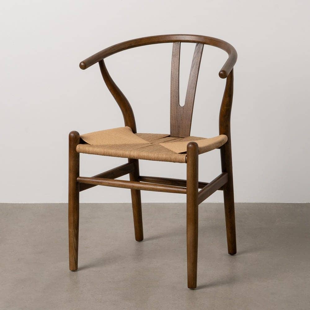 Silla de Madera de Olmo Marrón Cole con Asiento de Ratán Trenzado - Elegancia Rústica para tu Hogar (78 cm) - Imagen 14