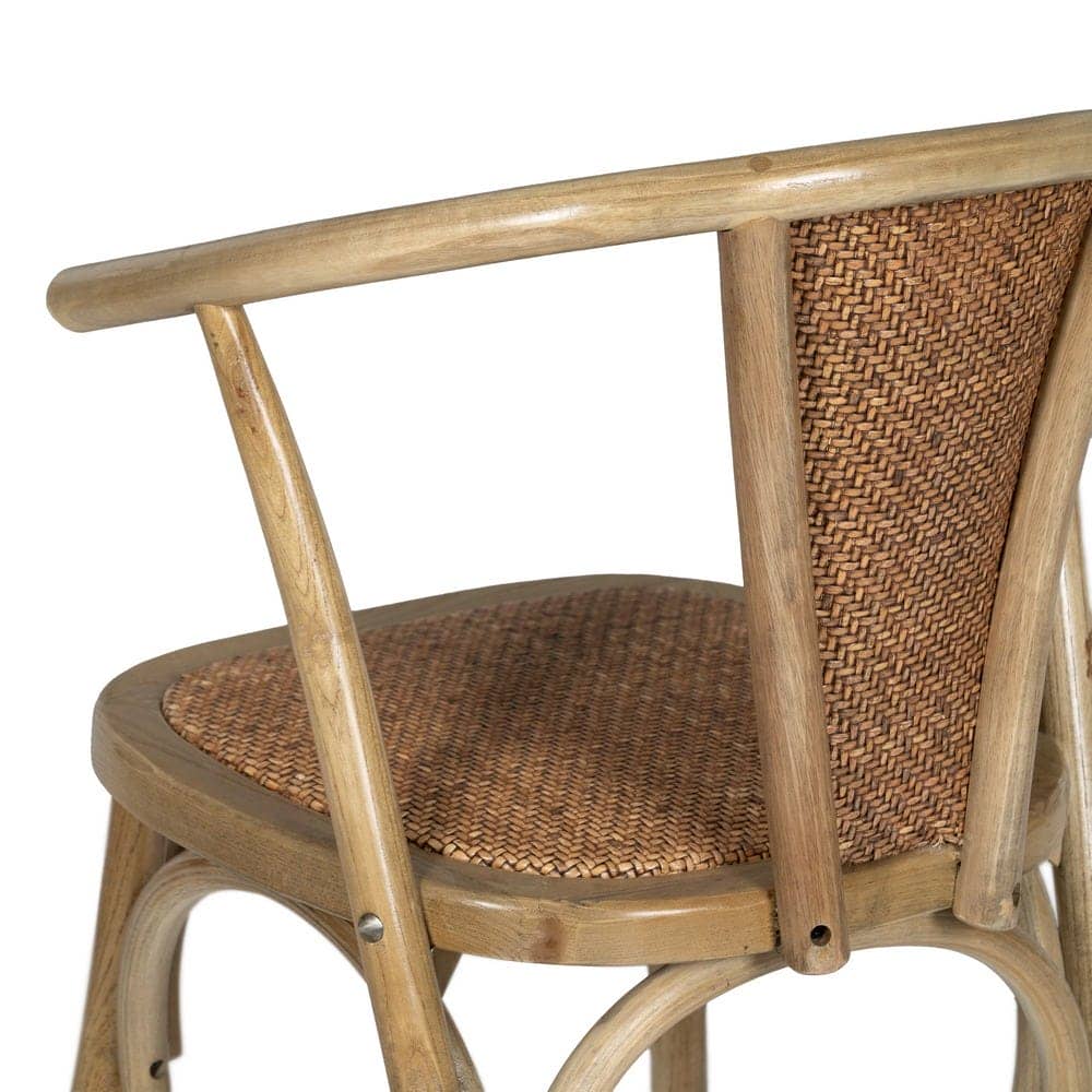 Silla de Madera y Ratán Marrón Colton - Elegante y Confortable, 81 cm, Ideal para Hogar y Oficina - Imagen 10