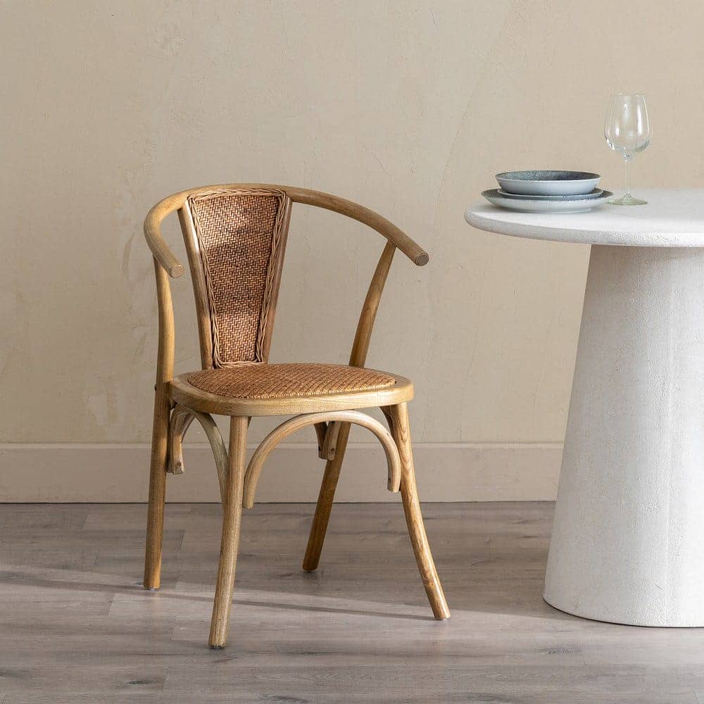 Silla de Madera y Ratán Marrón Colton - Elegante y Confortable, 81 cm, Ideal para Hogar y Oficina - Imagen 13
