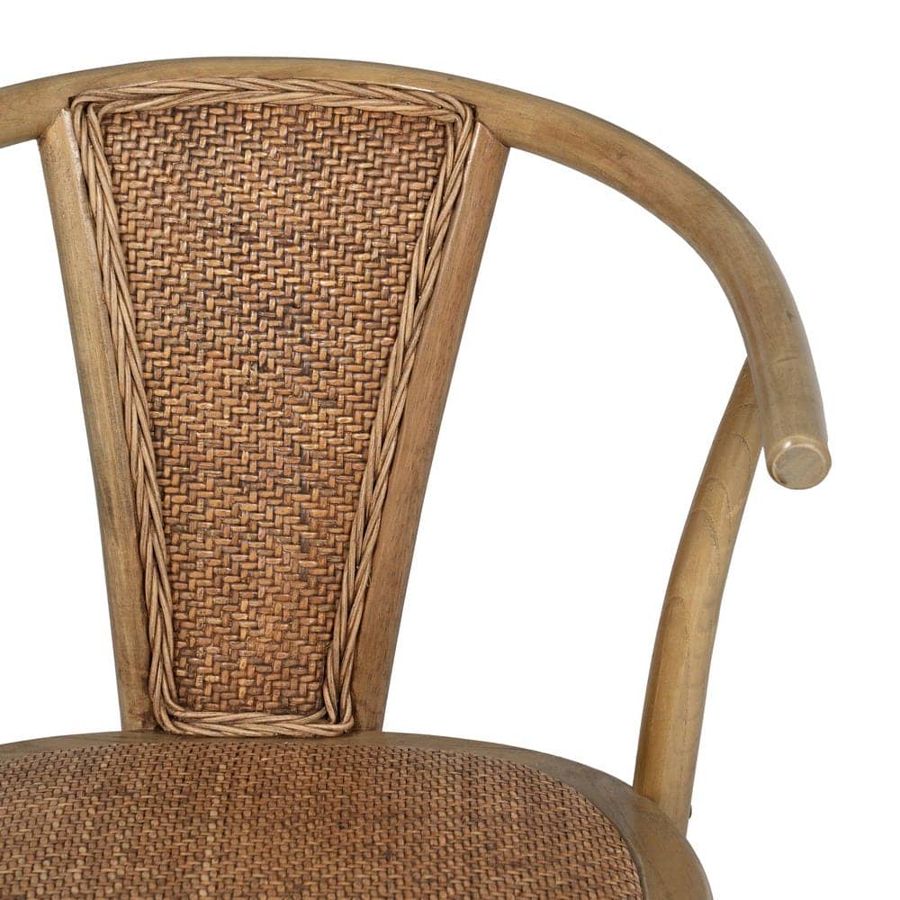 Silla de Madera y Ratán Marrón Colton - Elegante y Confortable, 81 cm, Ideal para Hogar y Oficina - Imagen 4