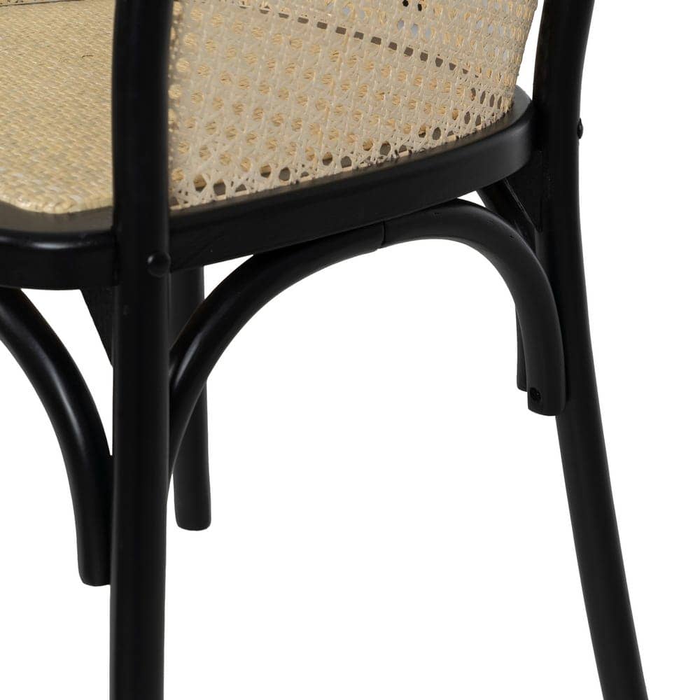 Silla de Madera de Olmo y Ratán Negro Camden 77 cm - Elegante y Ergonómica para Comedores y Salas, Soporta 130 kg - Imagen 9