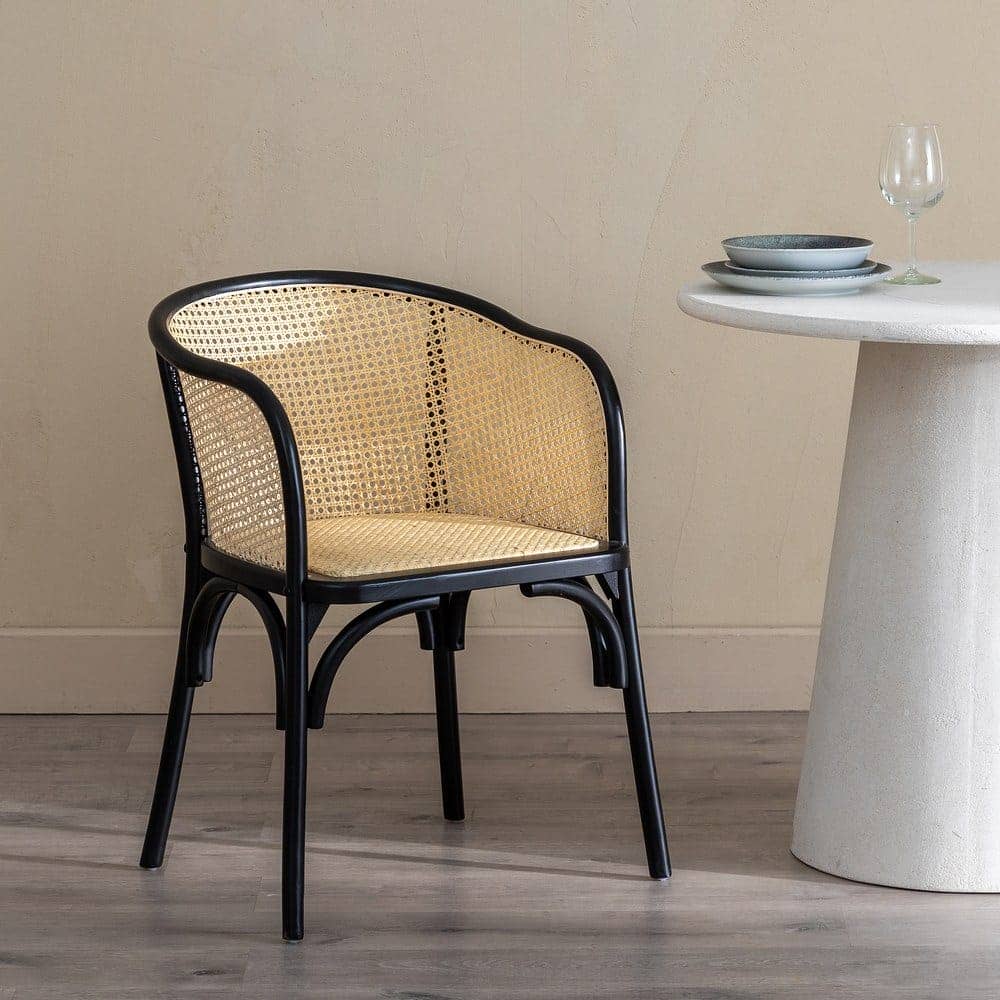 Silla de Madera de Olmo y Ratán Negro Camden 77 cm - Elegante y Ergonómica para Comedores y Salas, Soporta 130 kg - Imagen 14