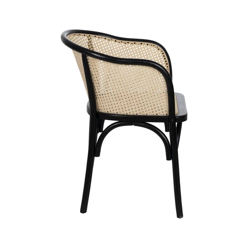 Silla de Madera de Olmo y Ratán Negro Camden 77 cm - Elegante y Ergonómica para Comedores y Salas, Soporta 130 kg - Imagen 2