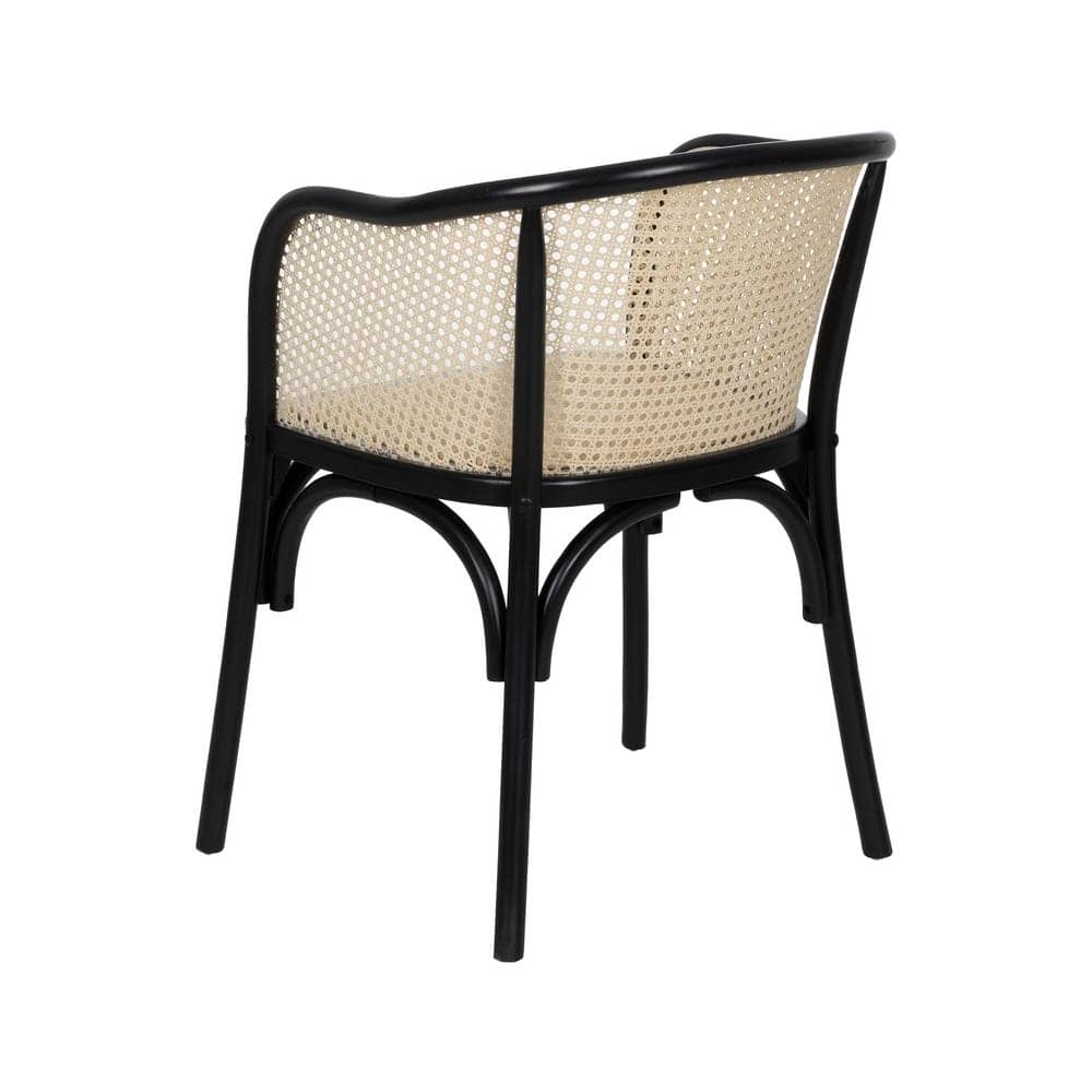Silla de Madera de Olmo y Ratán Negro Camden 77 cm - Elegante y Ergonómica para Comedores y Salas, Soporta 130 kg - Imagen 3