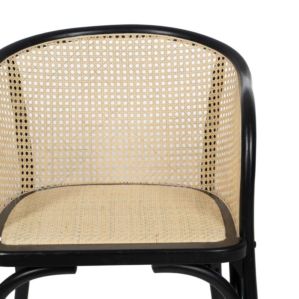Silla de Madera de Olmo y Ratán Negro Camden 77 cm - Elegante y Ergonómica para Comedores y Salas, Soporta 130 kg - Imagen 4