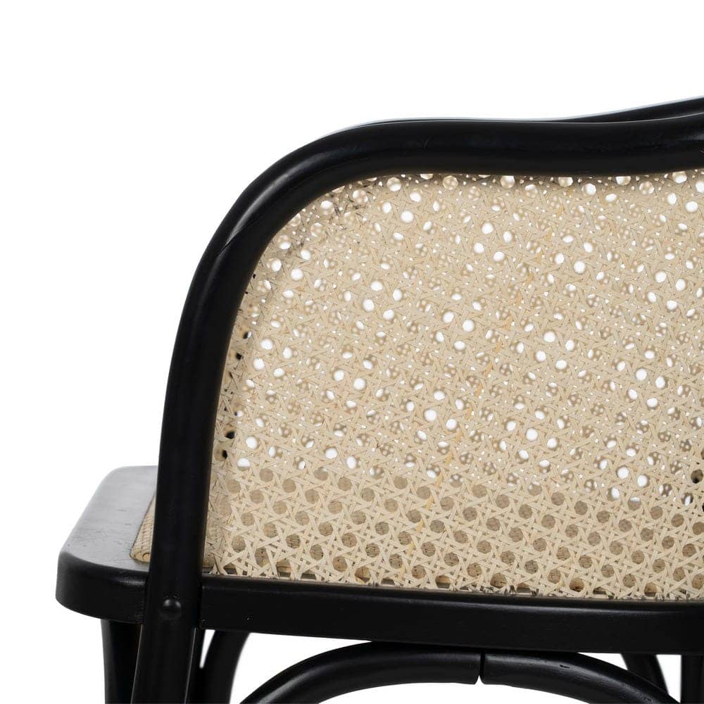 Silla de Madera de Olmo y Ratán Negro Camden 77 cm - Elegante y Ergonómica para Comedores y Salas, Soporta 130 kg - Imagen 6