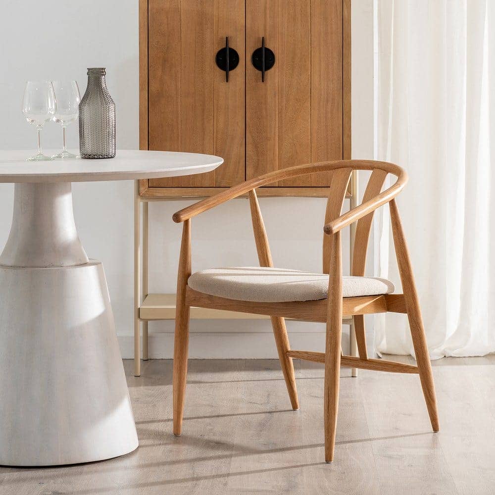 Silla de Madera de Roble y Tela Acolchada Sterling 76,5 cm - Diseño Ergonómico y Sofisticado para Comedores y Salones - Imagen 13