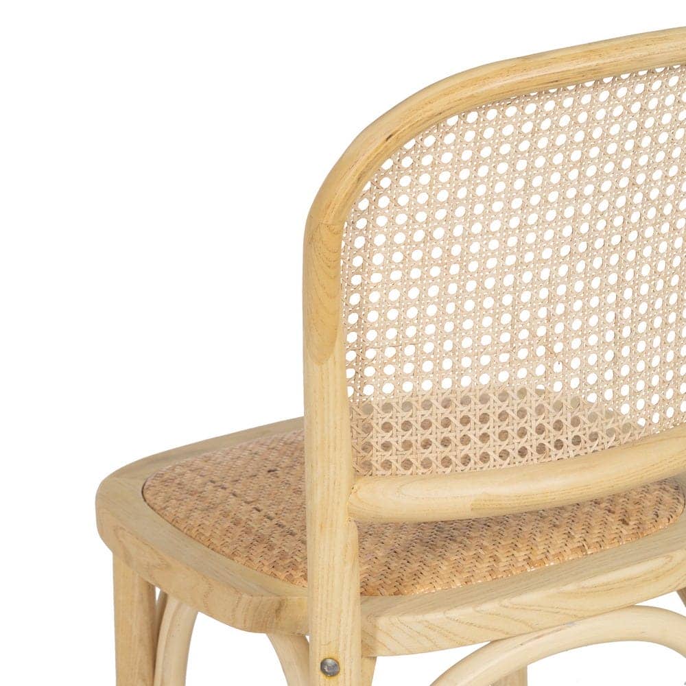 Silla de Olmo Franklin con Asiento de Ratán Trenzado - Elegancia Natural para Comedores y Salones (86 cm) - Imagen 10